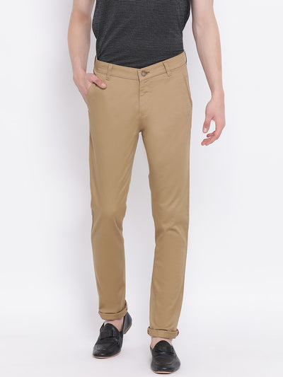 Brown Slim Fit Trousers - Men Trousers