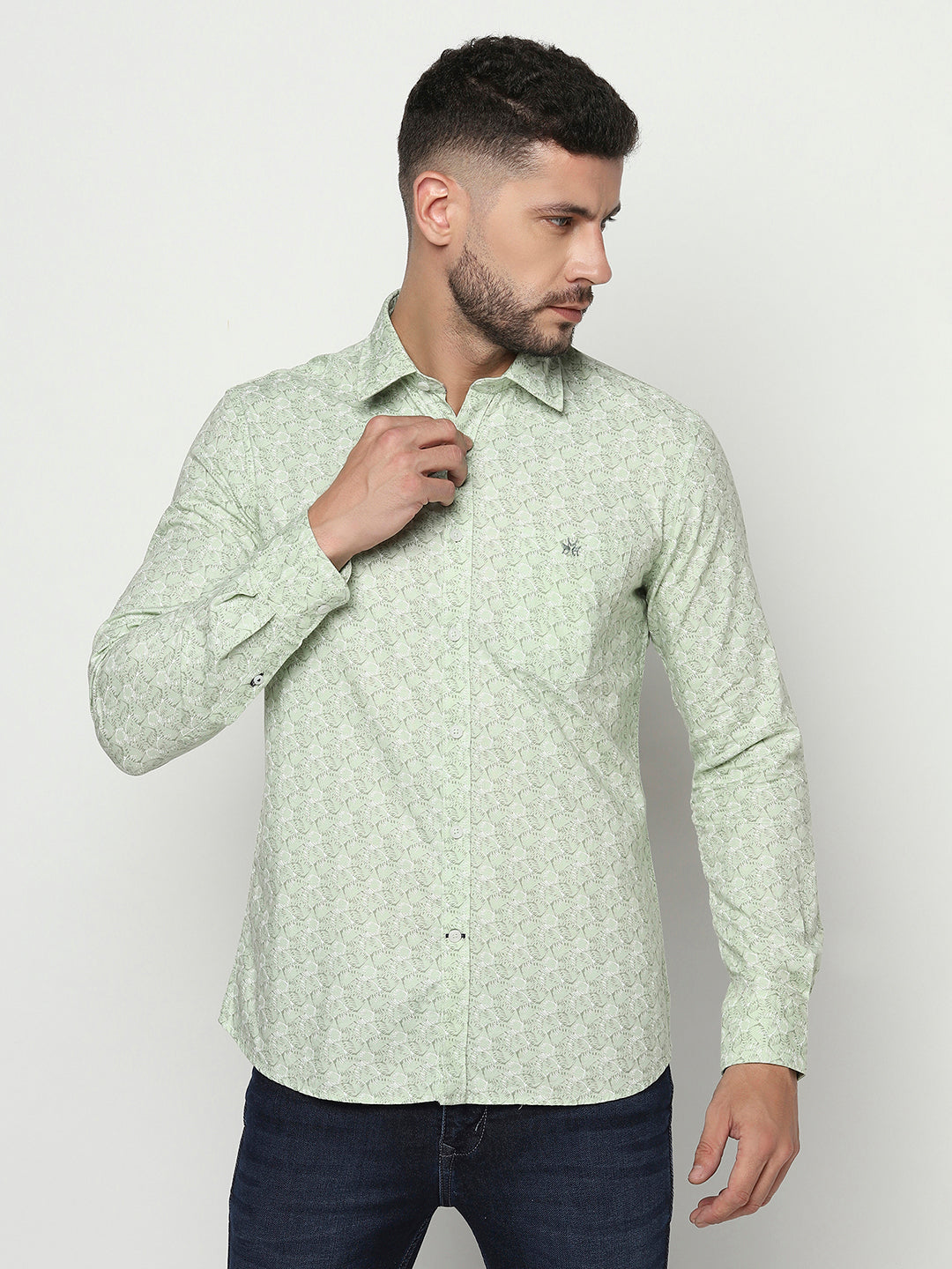 Green Abstract Print Shirt-Men Shirts-Crimsoune Club