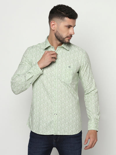 Green Abstract Print Shirt-Men Shirts-Crimsoune Club