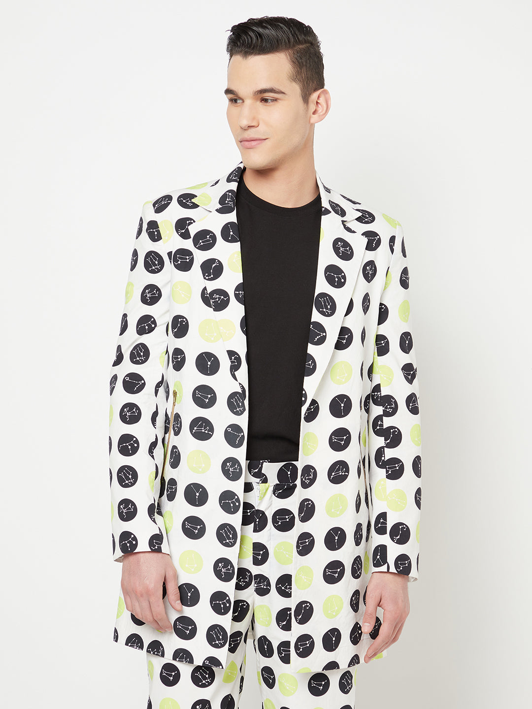 Constellation Printed Polka Dot Blazer-Men Blazers-Crimsoune Club