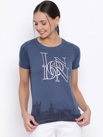 Blue Printed T-shirt - Women T-Shirts