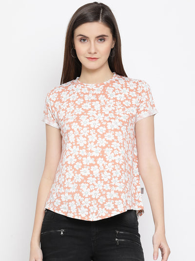 Orange Floral Top - Women Tops