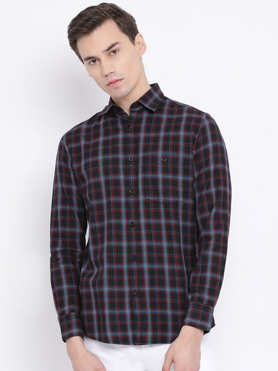 Black Checked Slim Fit Full Sleeves Shirt - Men Shirts