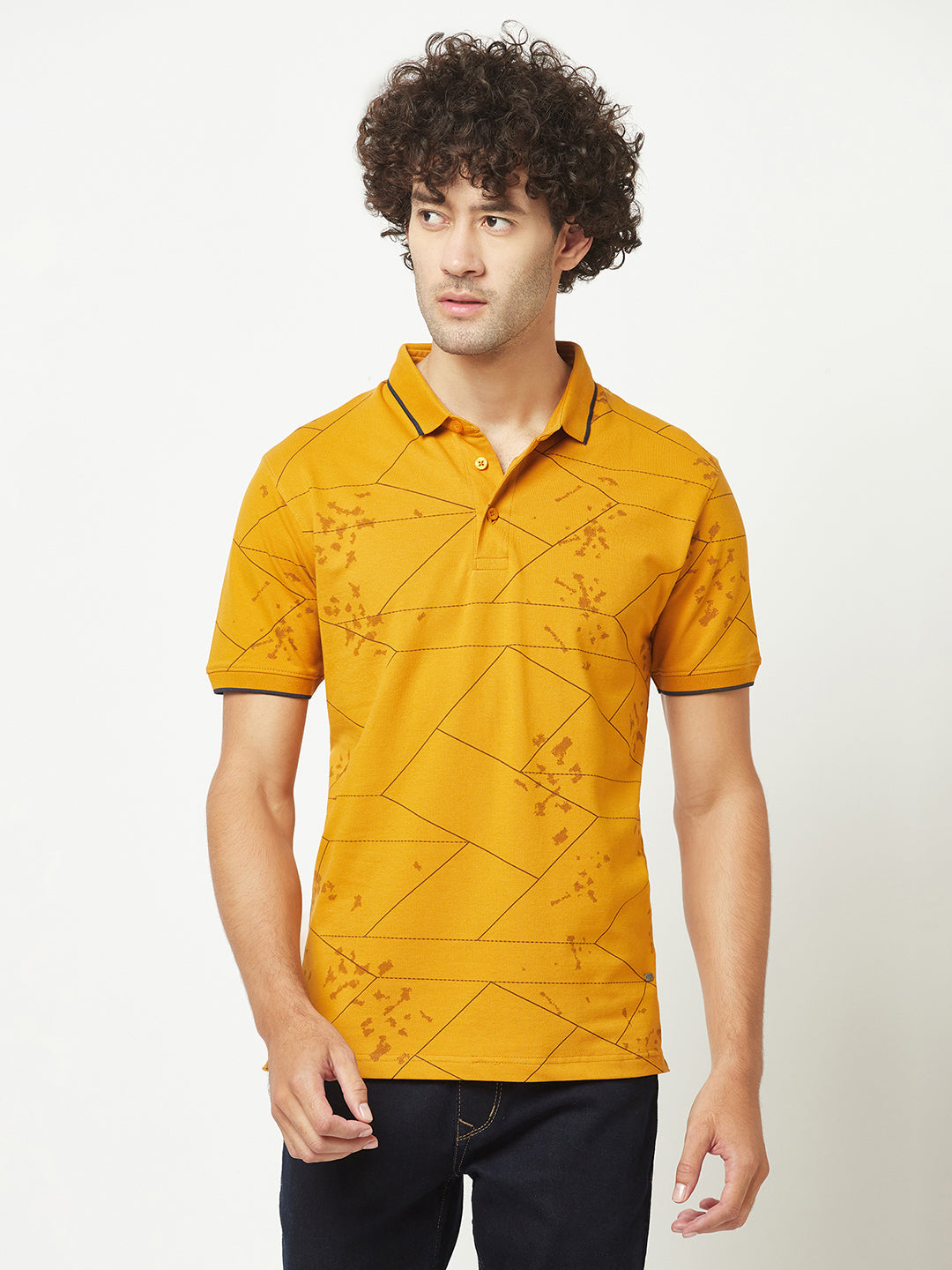  Mustard Abstract Polo T-Shirt