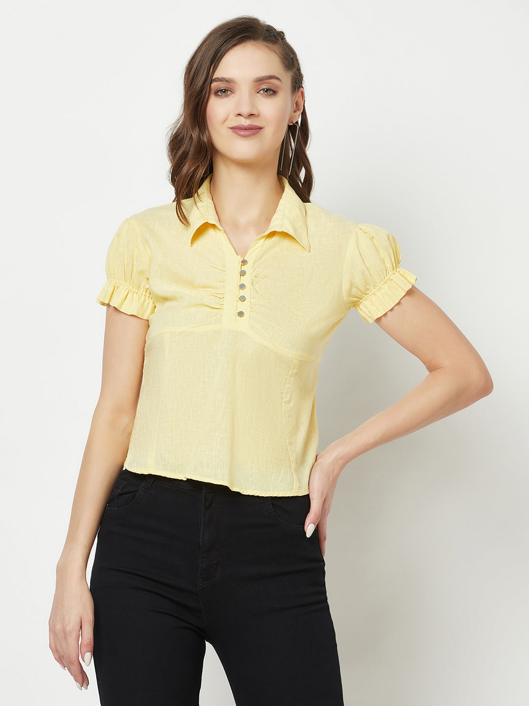  Yellow Scrunched Top