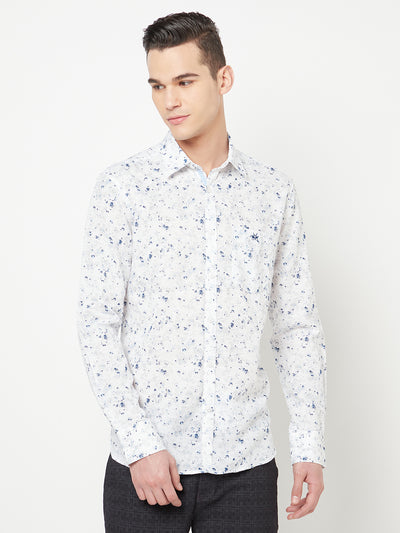 White Printed Linen Shirt - Men Shirts
