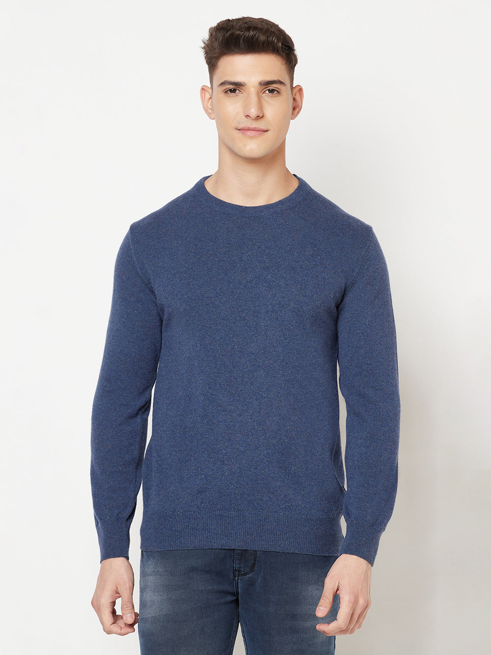 Blue Round Neck Sweater - Men Sweaters