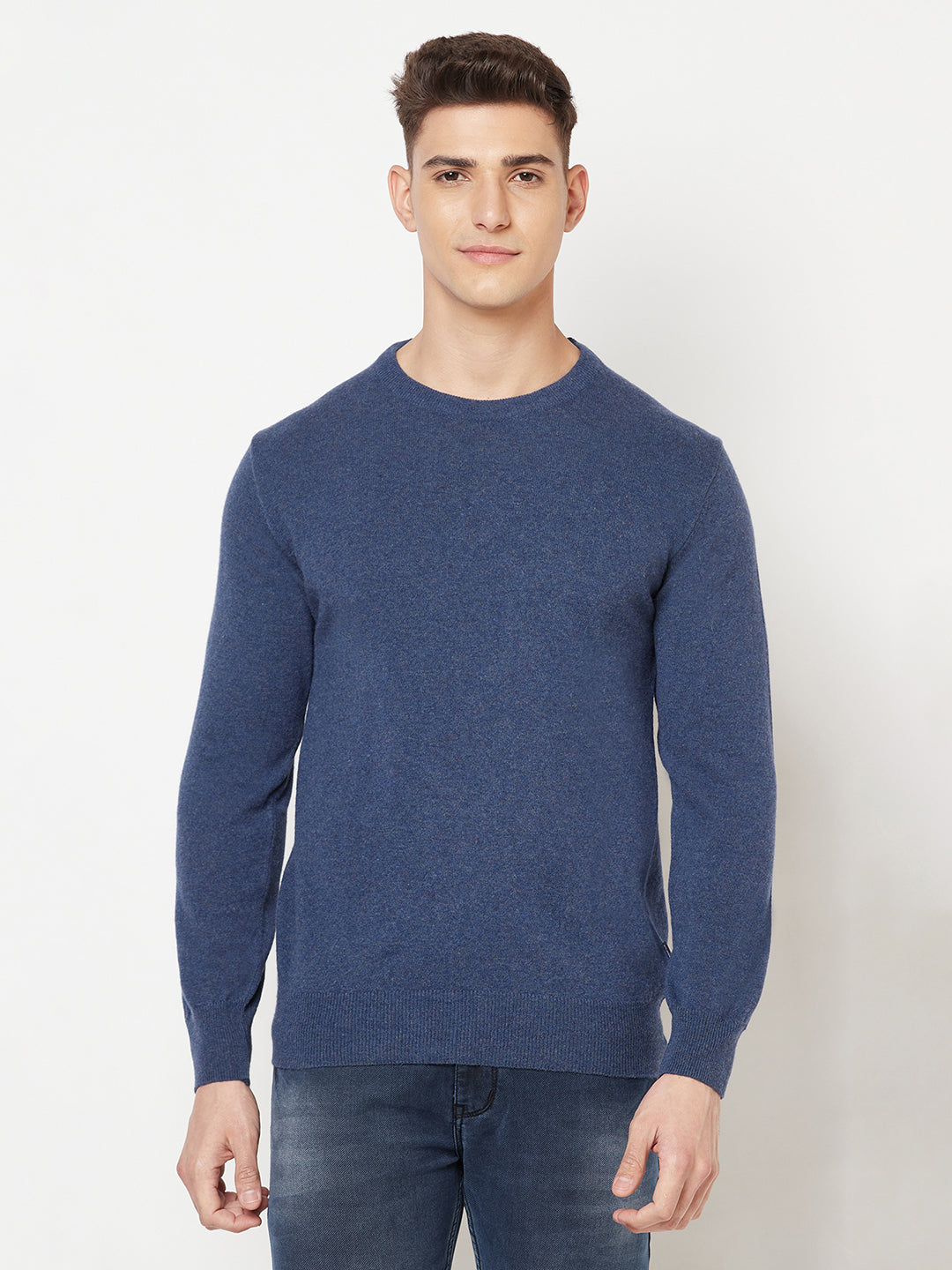 Blue Round Neck Sweater - Men Sweaters