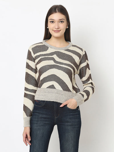 Cropped Sweater in Animal Print 