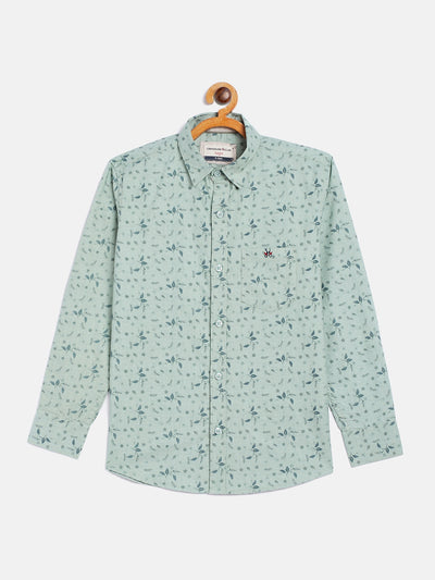 Mint Green Floral Causal Shirt - Boys Shirts