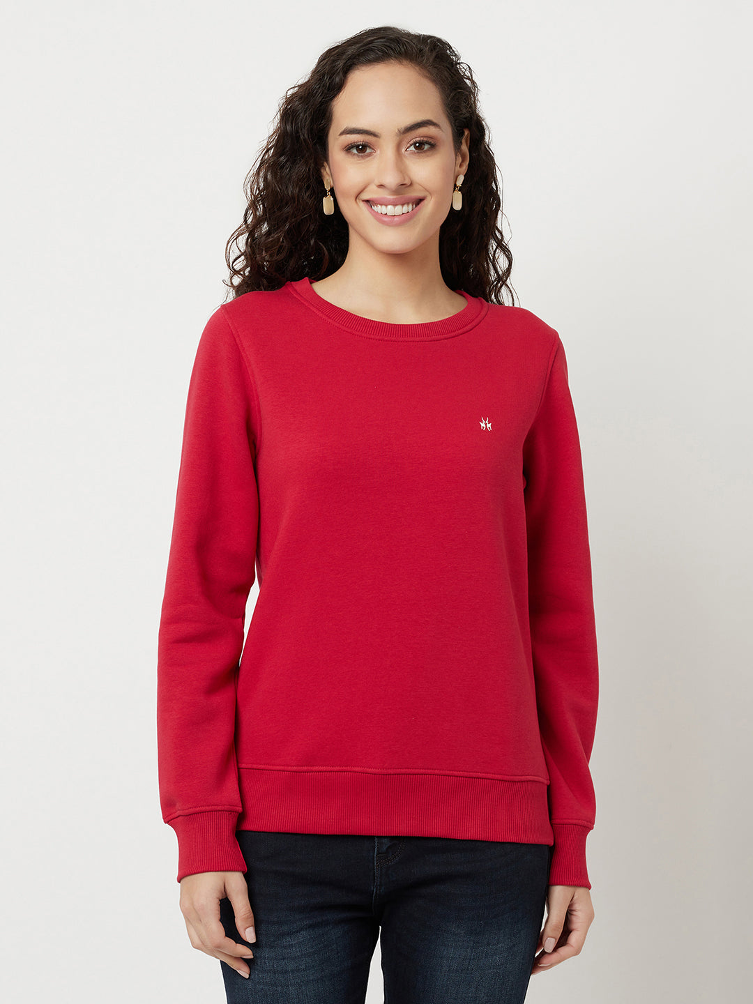 Red Sweatshirt-Women Sweatshirts-Crimsoune Club