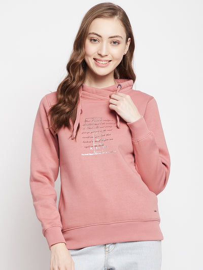 Pink Printed Turtle Neck Sweatshirt - Women Sweatshirts