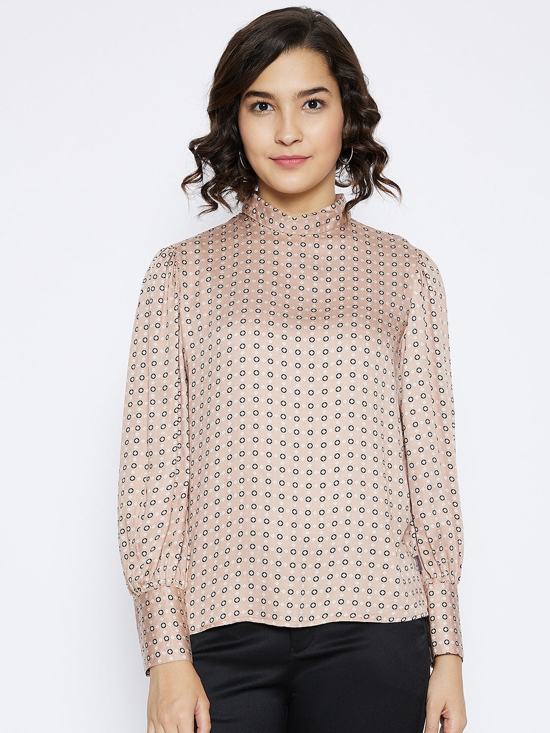 Beige Printed Top - Women Tops