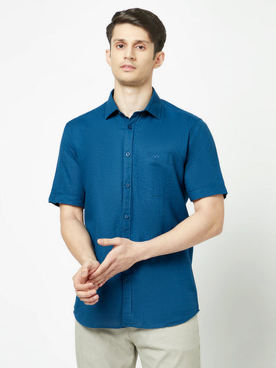  Plain Blue Short-Sleeved Shirt 