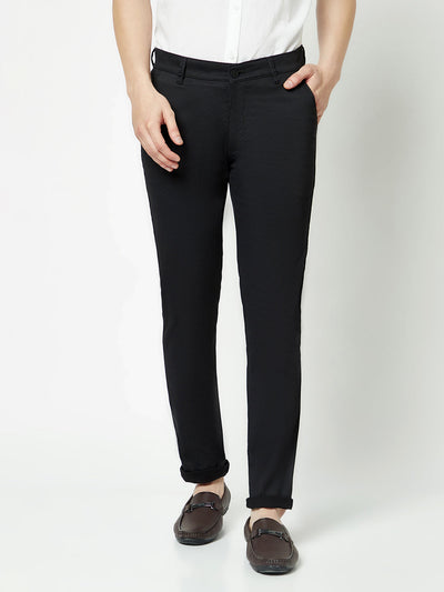  Black Textured Chino Trousers