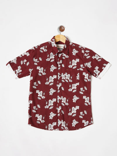 Maroon Floral Shirt - Boys Shirts