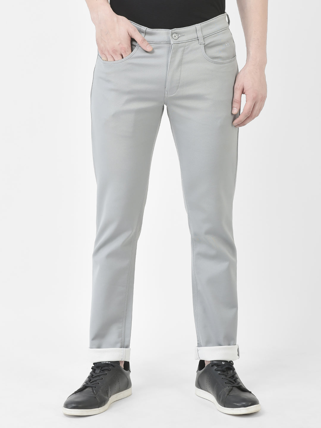  Slim-Fit Light Grey Trousers