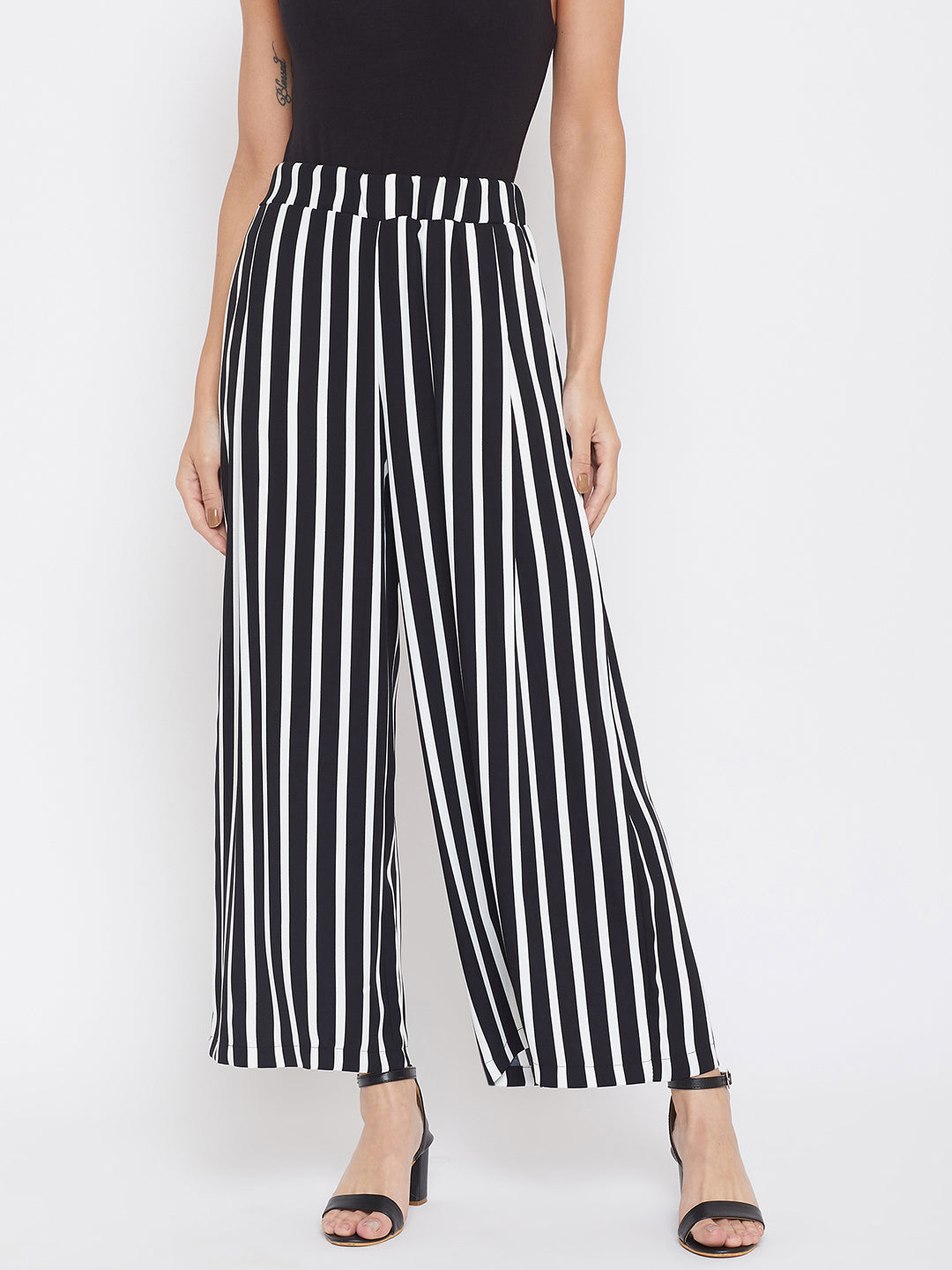 Striped Flared Culottes - Women Trousers