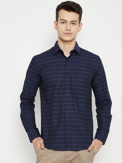 Navy Blue Striped shirt - Men Shirts