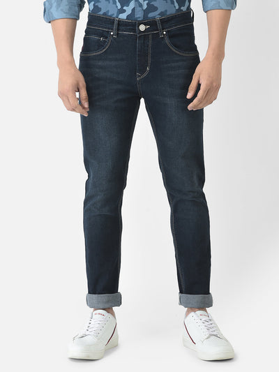  Dark Blue Jeans with Light Wash Effect 