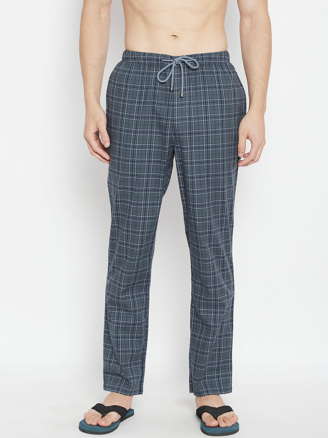 Charcoal Checked Smart Fit Lounge Pants - Men Lounge Pants