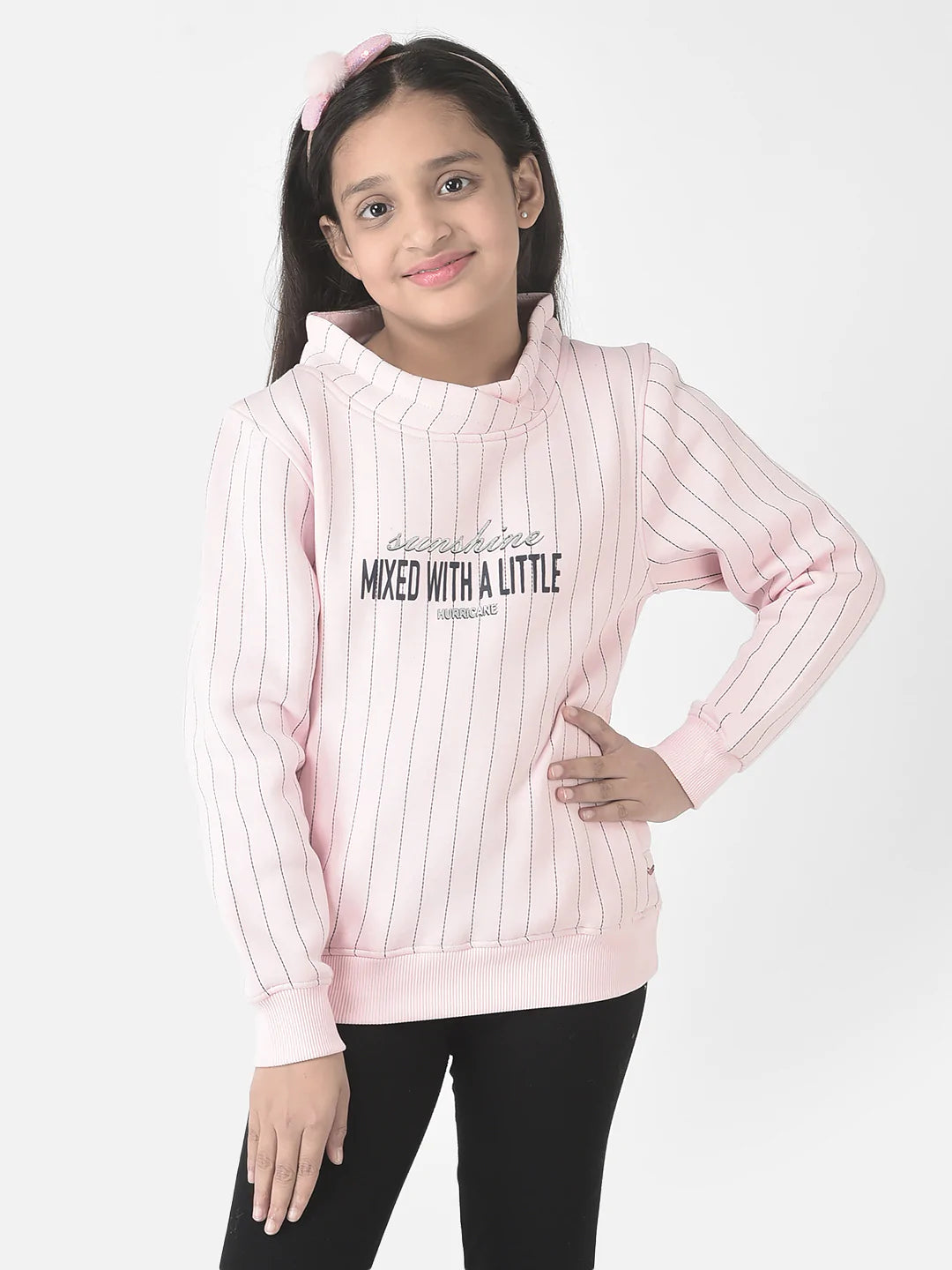  Pink Striped Cowl Sweatshirt