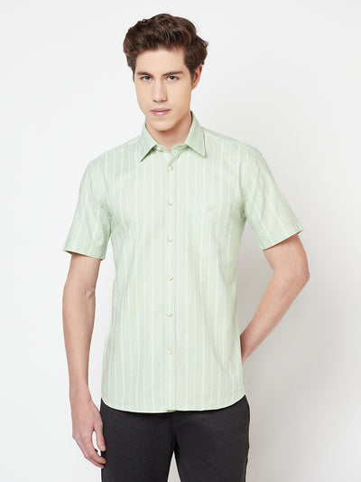 Mint Green Striped Shirt - Men Shirts