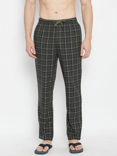 Green Checked Smart Fit Lounge Pants - Men Lounge Pants