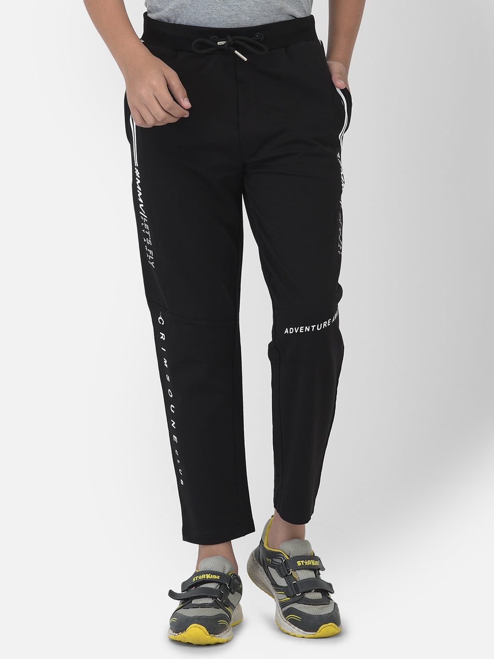 Black Typographic Track Pants - Boys Track Pants