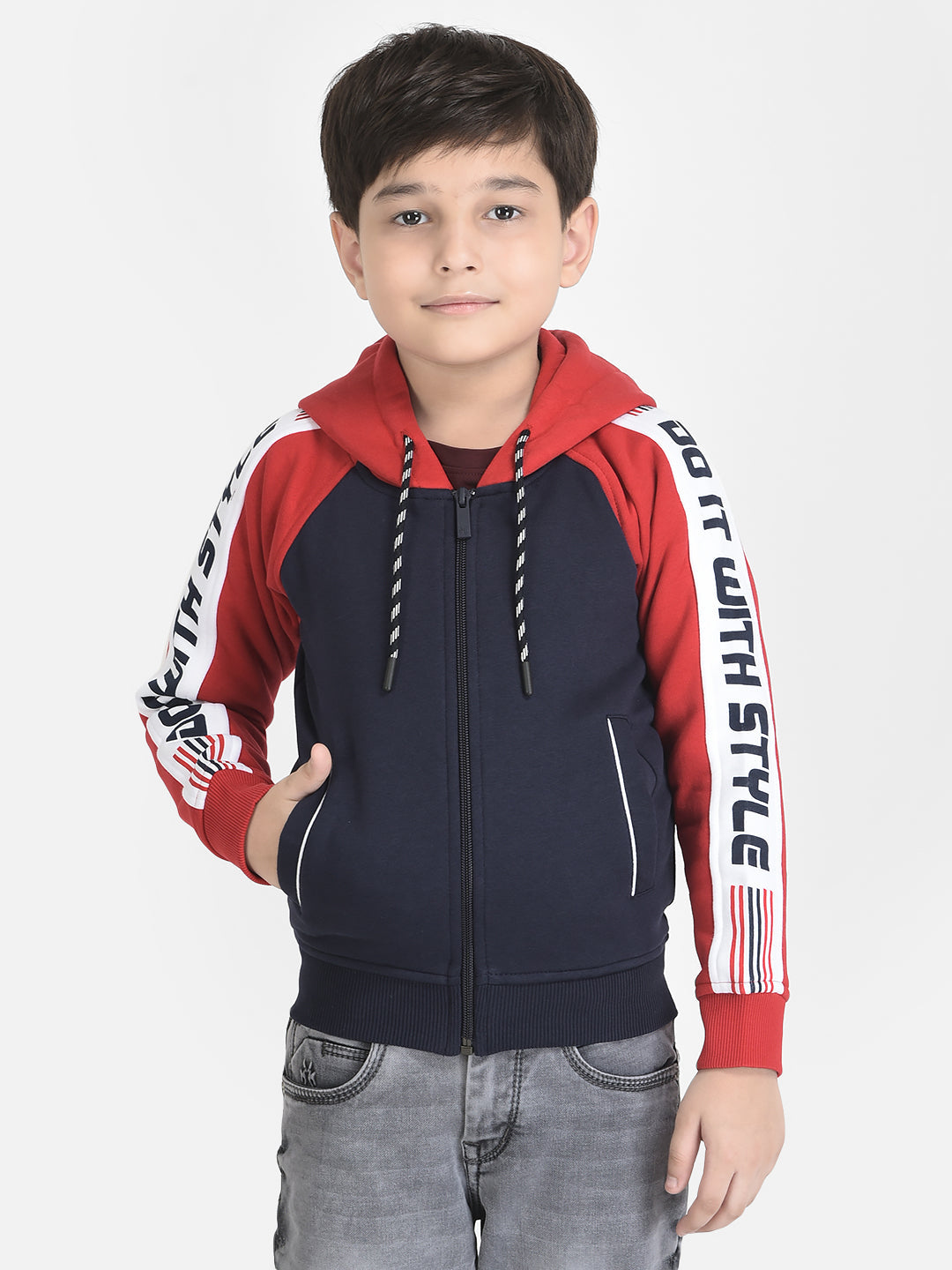 Colour-Blocked Sweatshirt with Zipper Front