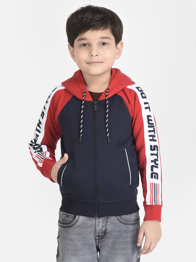 Colour-Blocked Sweatshirt with Zipper Front