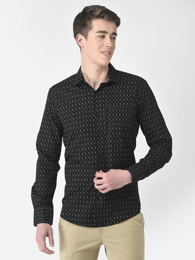  Black Geometric Print Shirt