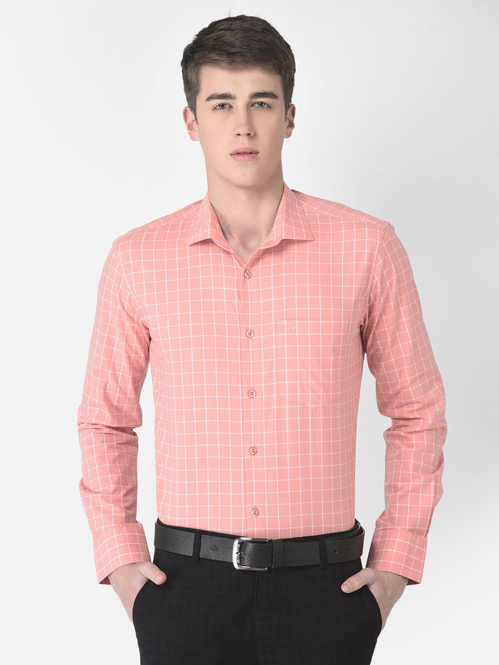  Peach Graph Checked Shirt