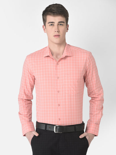  Peach Graph Checked Shirt