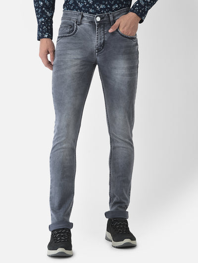 Lightly Faded Grey Denims - Men Jeans