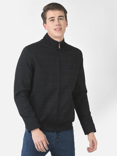  Black Checked Bomber Jacket