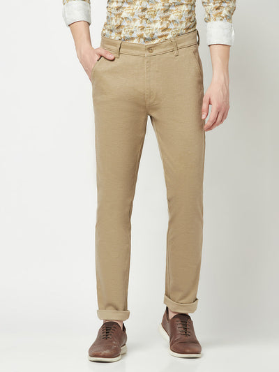  Khaki Textured Trousers