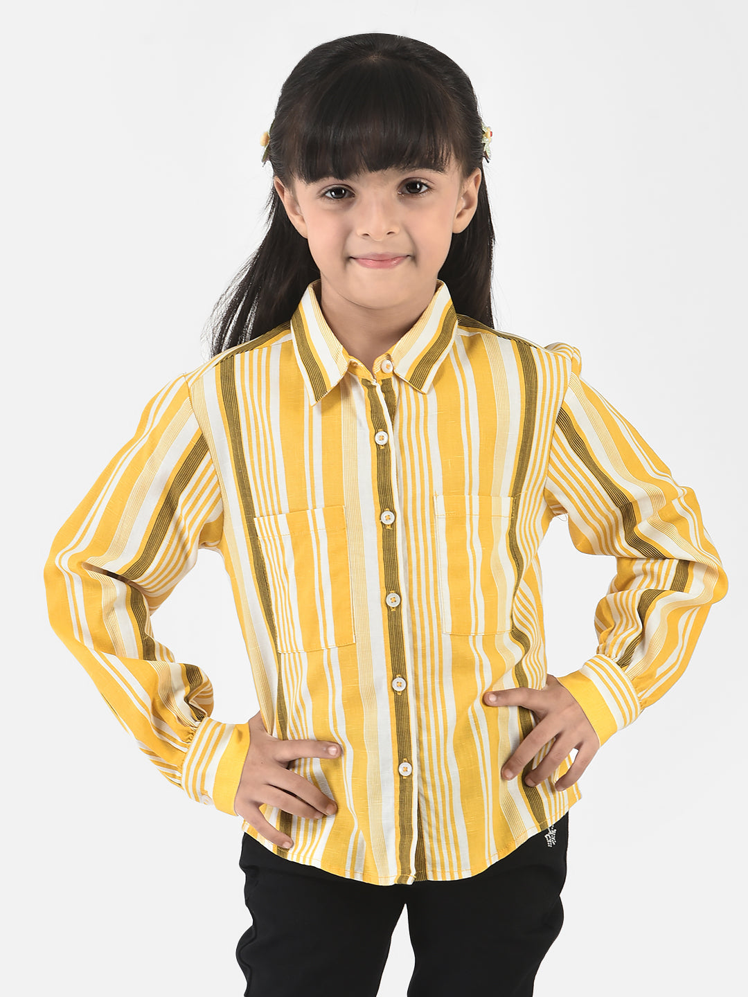 Yellow Shirt in Barcode Stripes