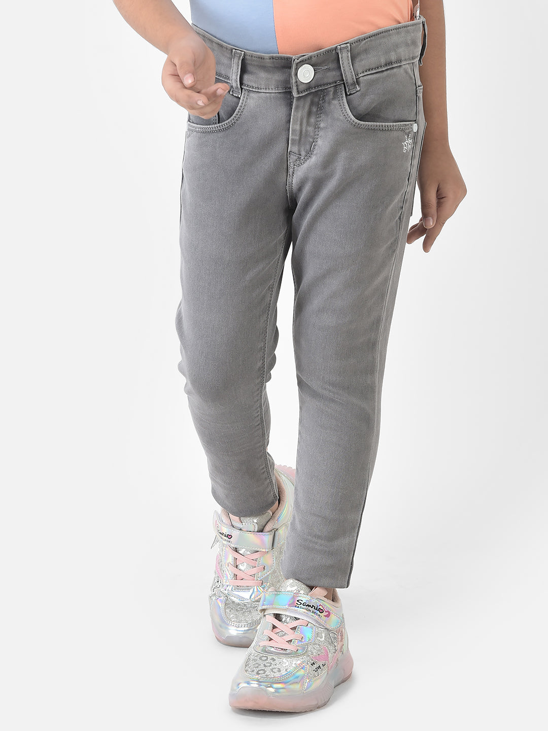  Grey Jeans with Logo Detailing 