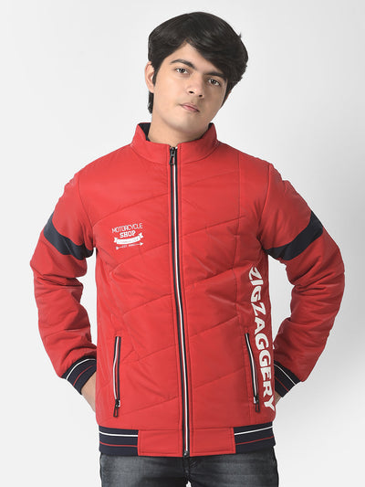  Red Zigzaggery Padded Jacket