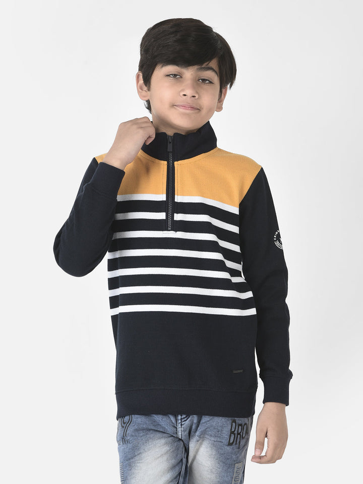  Half-Zipped Mustard Stripe Sweatshirt 