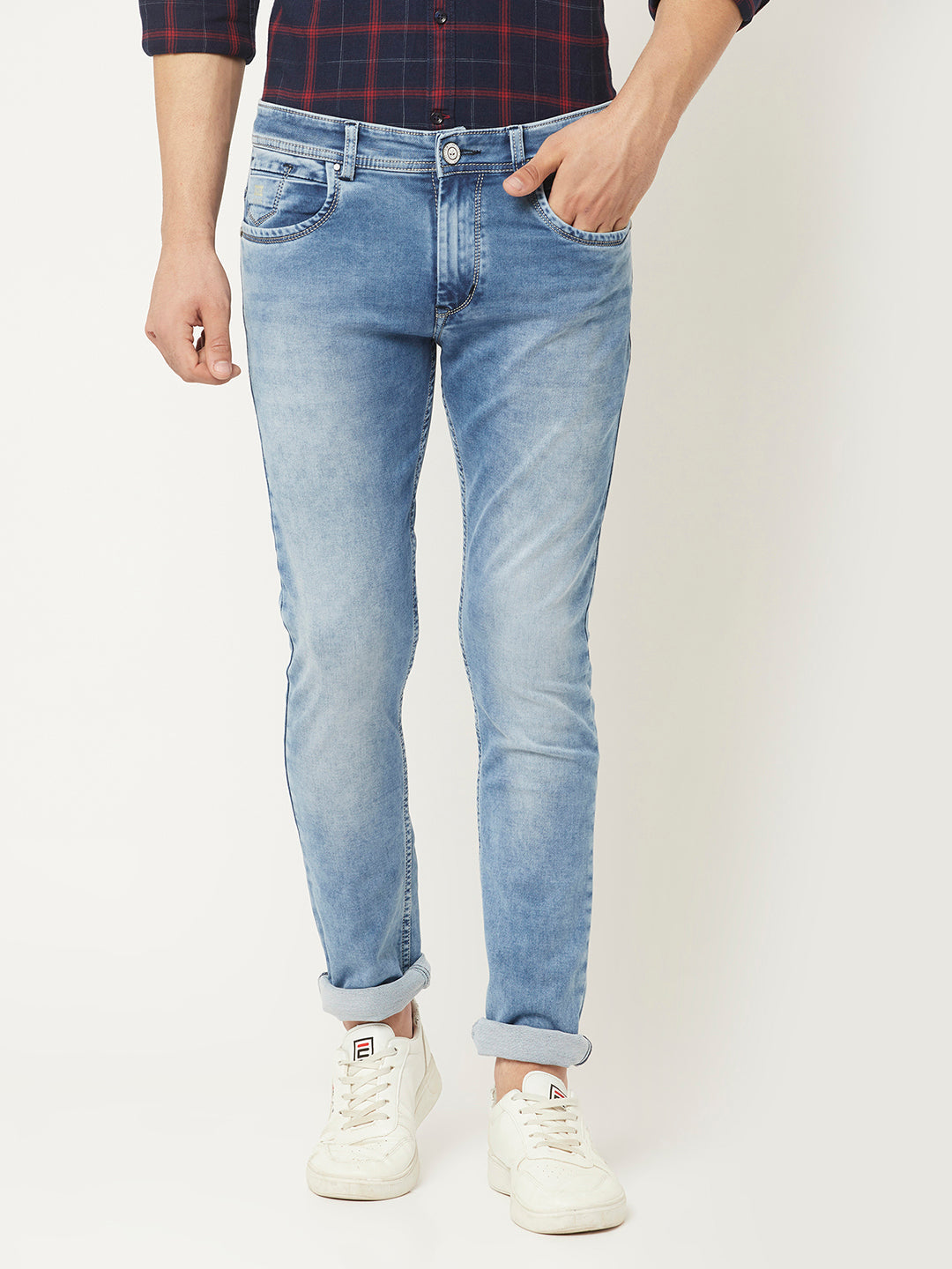 Light Blue Jeans with 5 Pocket Styling 