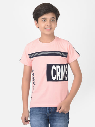 Pink Printed Round Neck T-shirt - Boys T-Shirts