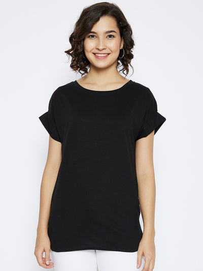 Black V-Neck T-shirt - Women T-Shirts