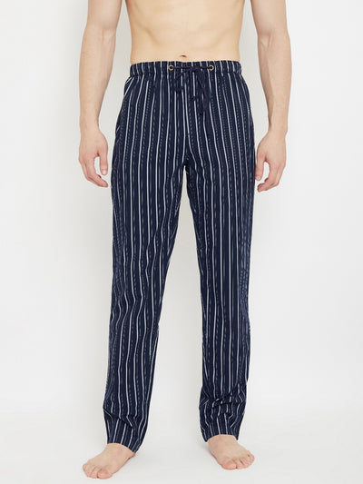 Blue Striped Straight Lounge Pants - Men Lounge Pants