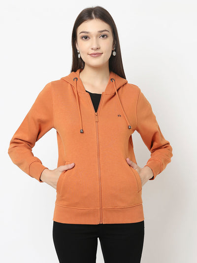 Orange Sweatshirt with Open Front 