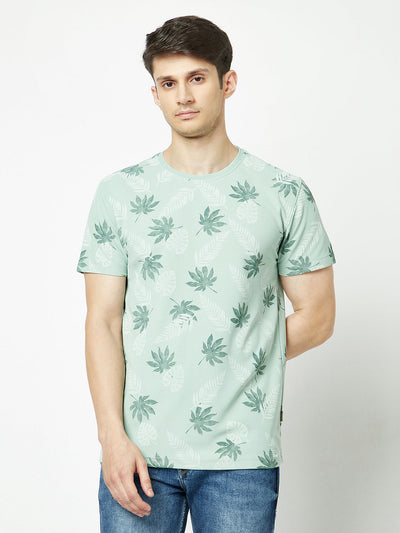  Green Floral Hawaiian T-Shirt