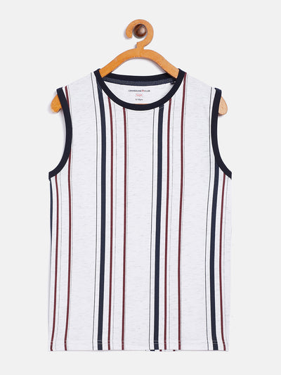 Off White Striped Active T-Shirt - Boys T-Shirts