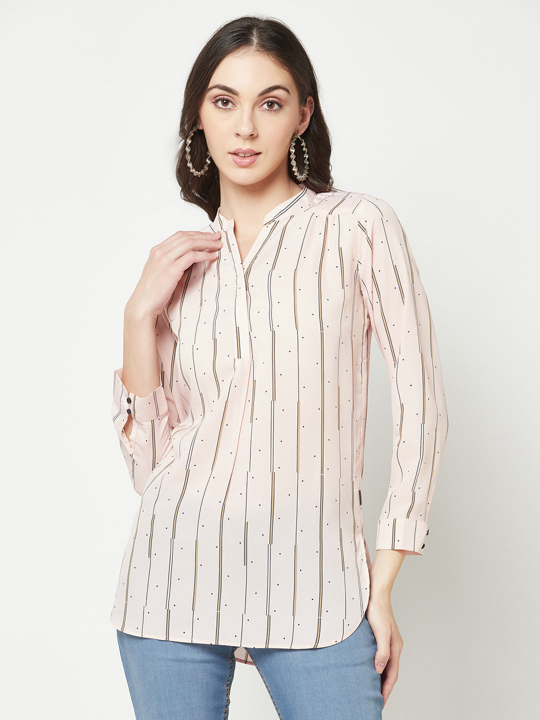  Pink Printed Top With Side Slits