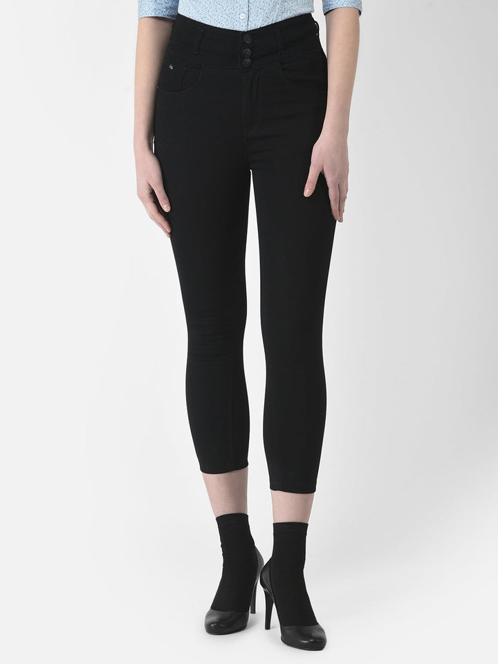  Black Slim-Fit Midi Jeans